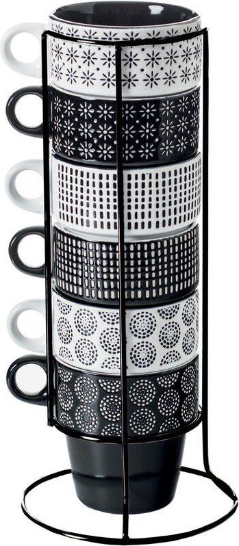 Secret De Gourmet - Set aus 6 Porzellantassen auf einem Ständer, Kaffeetassen, Tassenset