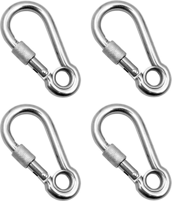 Verschlusskarabiner, Federkarabinerhaken aus Edelstahl 316 in Marinequalität mit Öse, Karabiner mit Schraubverschluss fü...