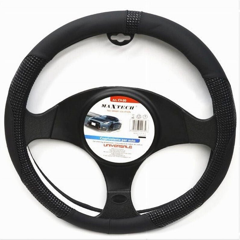 Thumbnail - Trade Shop - UNIVERSAL AUTO LENKRADABDECKUNG SCHUTZABDECKUNG 38CM SCHWARZ MIT RELIEF CV-20 -
