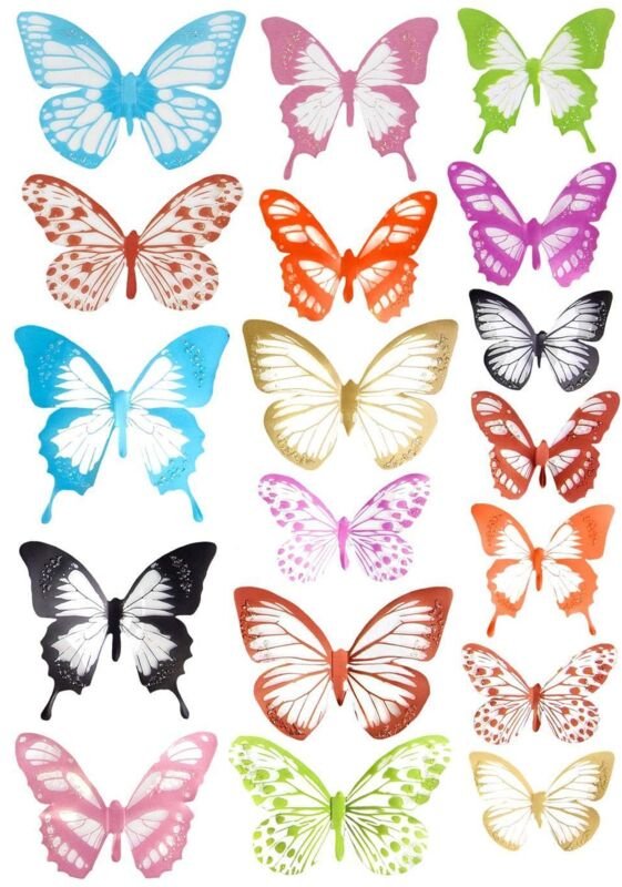 18x dekorative 3d schmetterlinge - mehrfarbig
