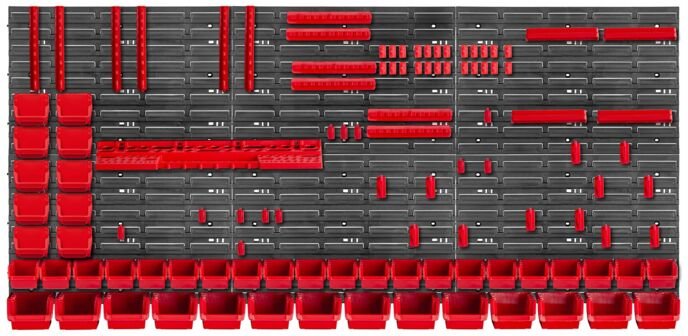 Thumbnail - Werkstattwandregal, Wandplatten, 174 x 78 cm, Rot, 110 tlg. - Kadax