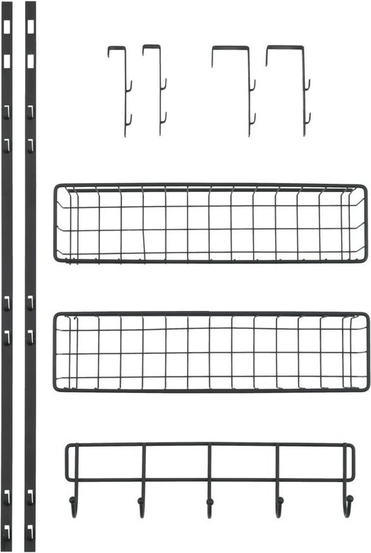 Türregal Schwarz, Hängeregal für zusätzlichen Stauraum, Schwarz, pulverbeschichtetes Metall schwarz - schwarz - Wenko