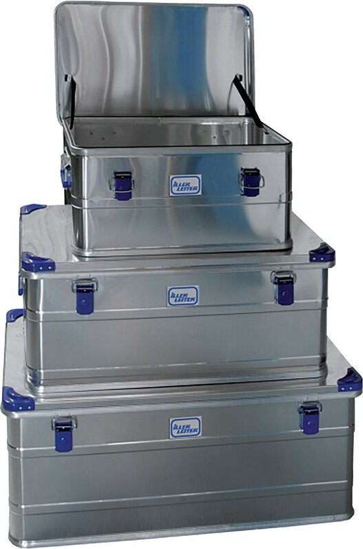 Iller Aluminiumbox 3in1-Set mit 3 Boxen mit Stapelecken und 49-146l Volumen