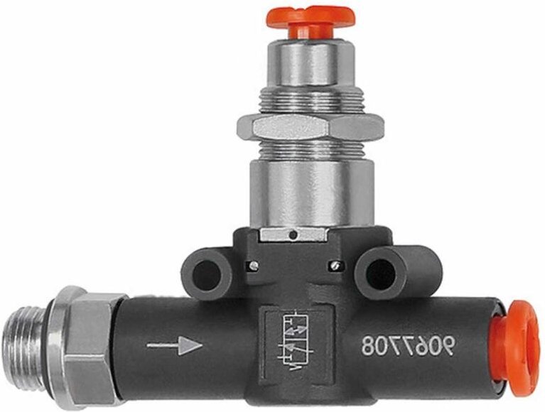 3/2-Wegeventil, pneum. nc, Gewinde - Schlauch, G1/4, Schl.6 - Riegler