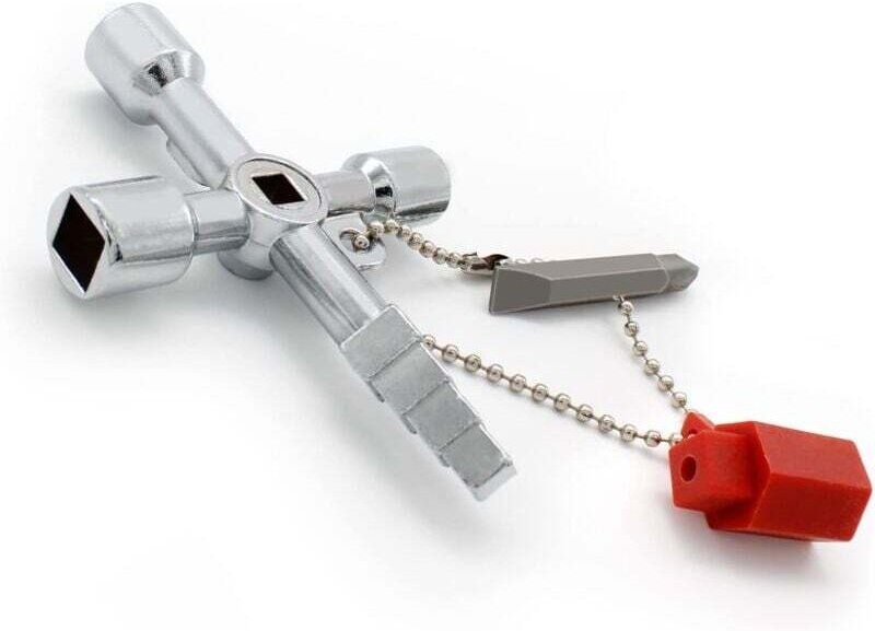 Universal-Kreuzschlüssel, praktischer 4-Wege-Multifunktionsschlüssel, silberner Schaltschrankschlüssel, verwendet für Wa...