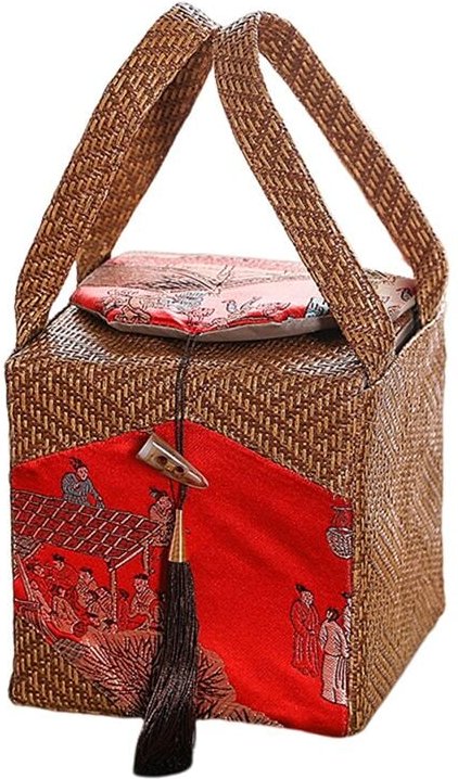 Thumbnail - Aufbewahrungstasche für Teekannen aus Rattanstoff, Keramik-Teekanne, Teewärmer, Stoff-Geschenkbox, leere Tasche mit Quas...