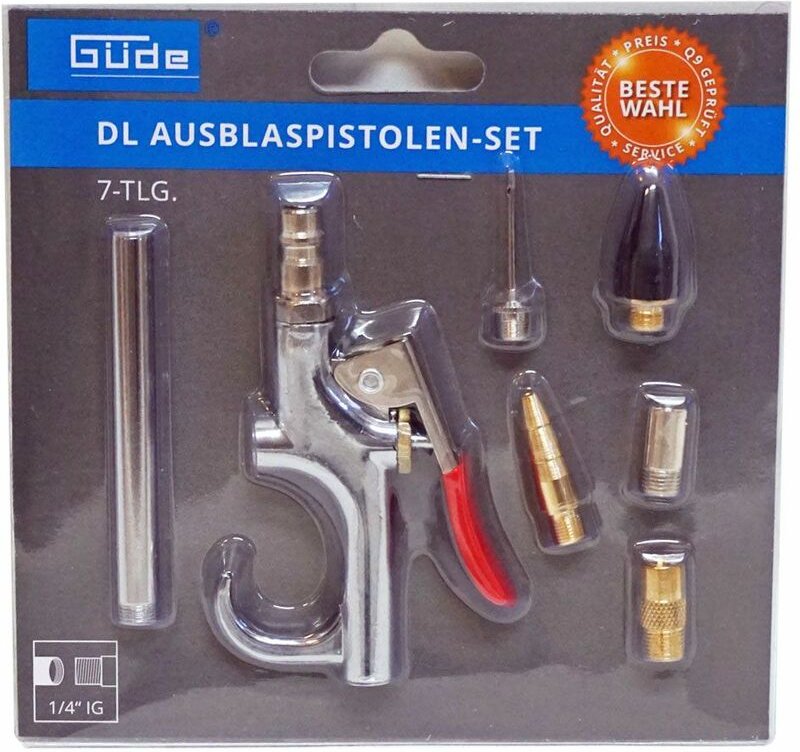 Druckluft Adapter Ausblaspistolen-Set Zubehör 7 tlg. Druckluftpistole - Güde