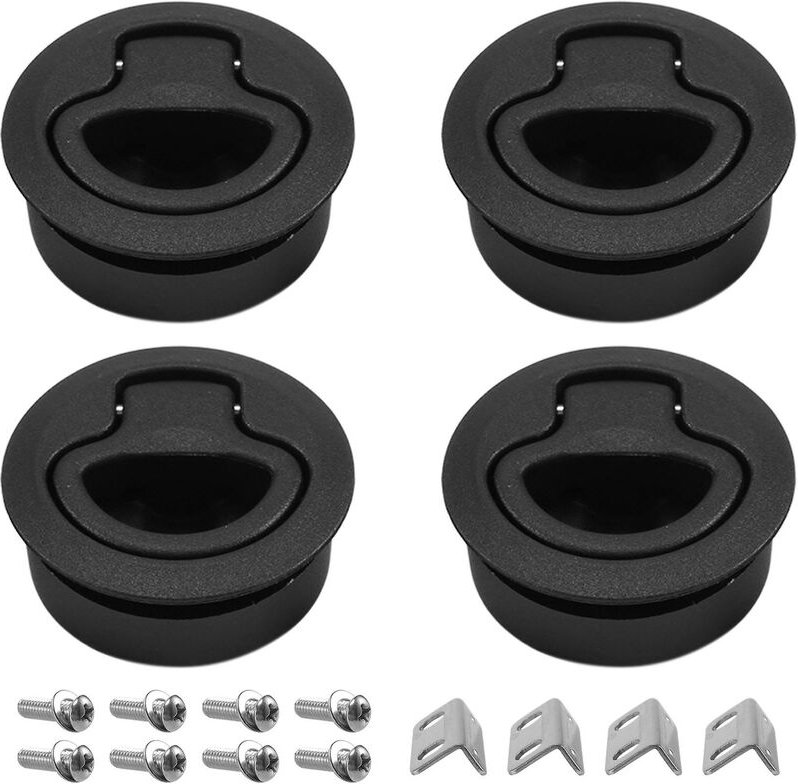 4 Stück runde schwarze Flush-Pull-Riegel für Wohnmobil-Boots-Marine-Deckluken-Tür-Ersatz
