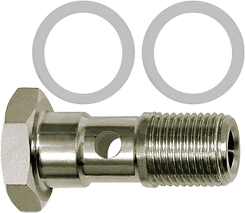 Riegler Hohlschraube, PTFE-Dichtring, einfach, G 1/8, Edelstahl 1.4404