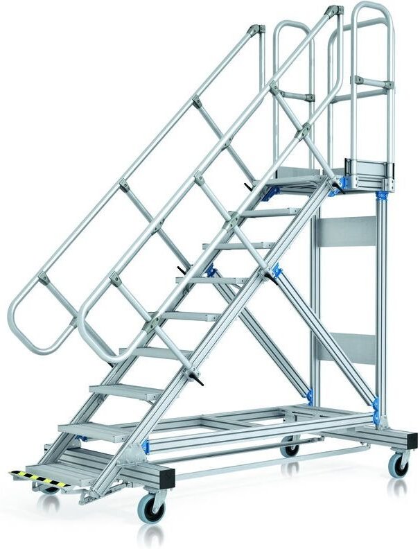 Zarges Plattformtreppe 45° mit Ergo-Stop, 600mm Stufenbreite 7 Stufen