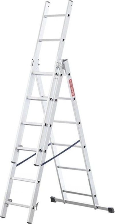 Aluminium-Multifunktionsleiter 3x6 Stufen, 3-in-1