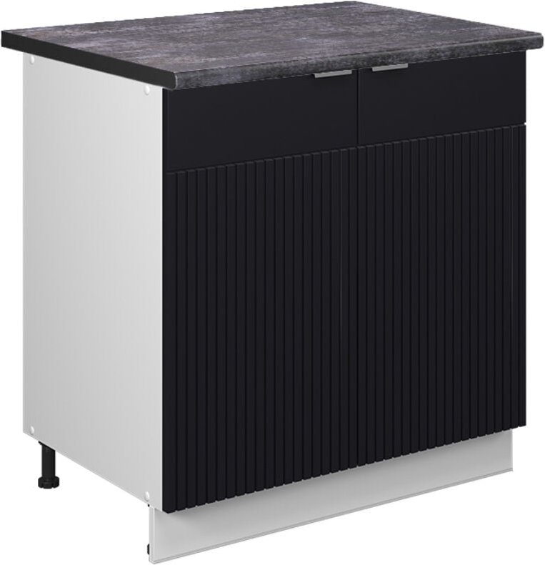 Spülenunterschrank Fame-Line, Schwarz gestreift, 80 cm mit Regal, ap Anthrazit Vicco