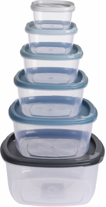 Kunststoff Vorratsdose mit Deckel - 6er Set / 225 ml-3200 ml - stapelbare Frischhaltebox - Behälter spülmaschinenfest ge...