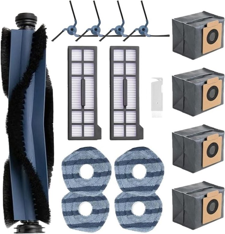 Für X10 Pro Omni Roboterstaubsauger, waschbare und wiederverwendbare Hauptseitenbürste, Hepa-Filter, Wischtuch, Staubbeu...
