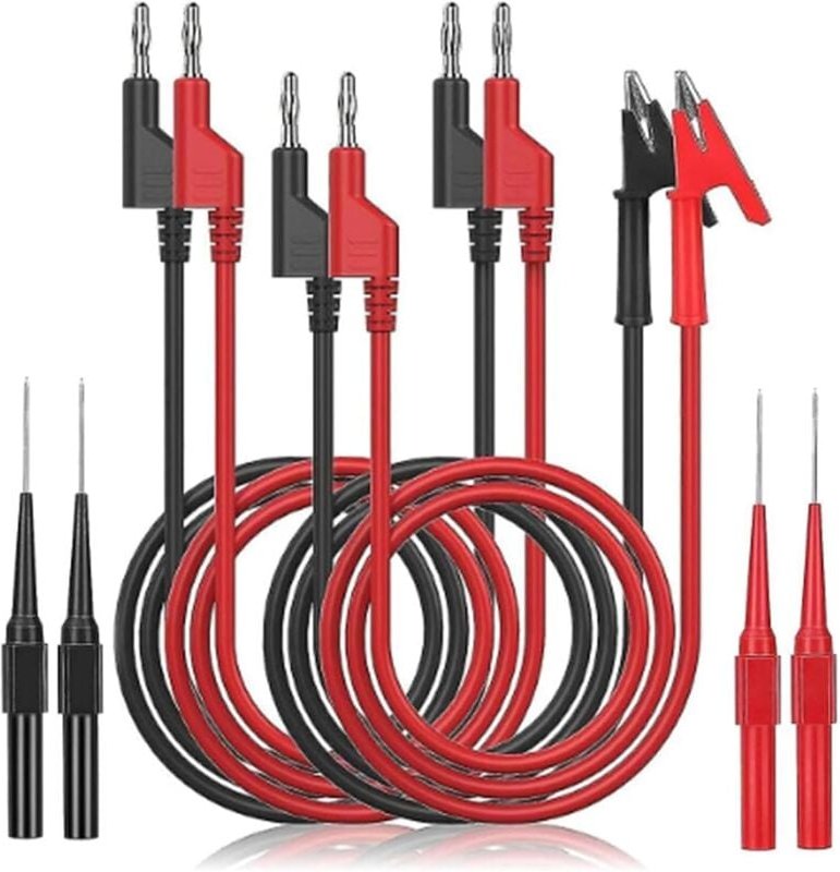 Bluedeer - Krokodilklemmen Set, 8 Stück Multimeter Messleitungen Set mit 4mm Bananenstecker Krokodilklemmen Testsonde, M...