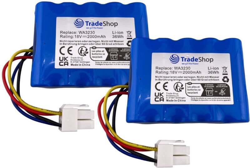 2x Trade-Shop Li-Ion Akku 18V 2Ah für Worx WR100SI WR101SI WR101SI.1 WR102SI WR102SI.1 WR104SI WR104SI.1 WR105SI WR105SI...