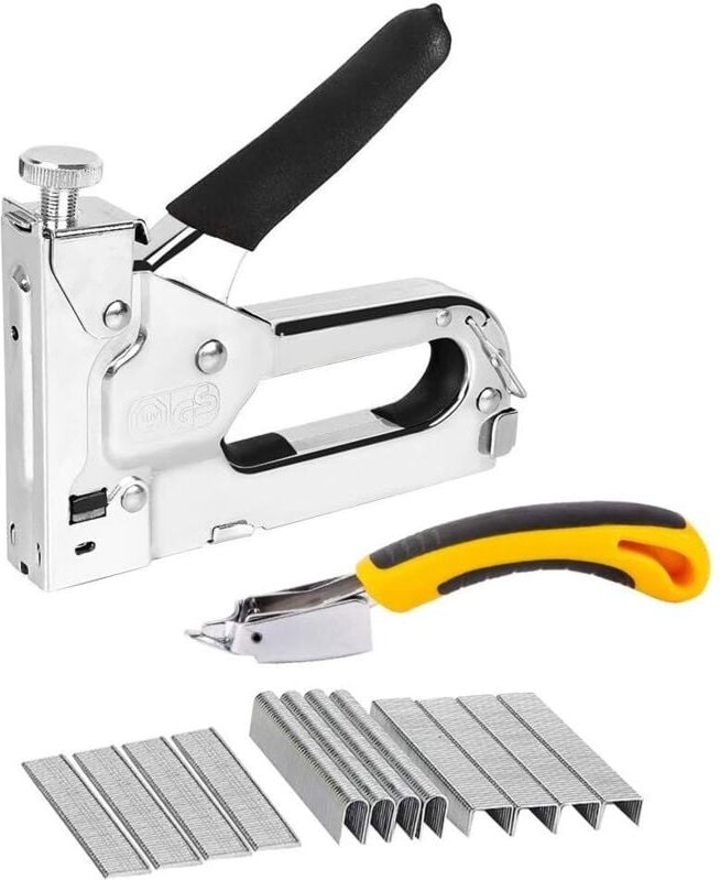 Thumbnail - 3-in-1 Wandtacker mit 3000 Klammern - Holztacker für Möbelmontage, Dekoration & Holzwerken - Robuster Werkzeug für Heimw...