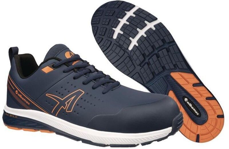 Thumbnail - Albatros - Sicherheitsschuh vigor 2 impulse blue low Größe 43 blau/orange S3S en iso 20345:2022 Mikrofaser