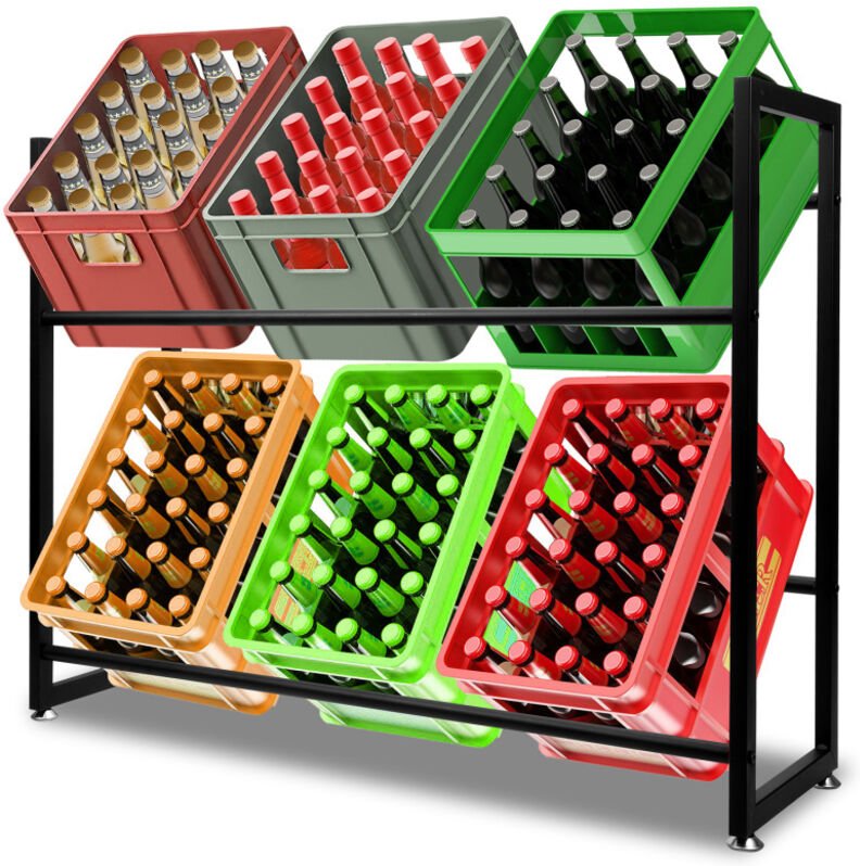 SWANEW 2x Getränkekistenregal Kistenregal für 6 Kisten Getränkekistenhalter Getränkekistenständer 105x32x85cm