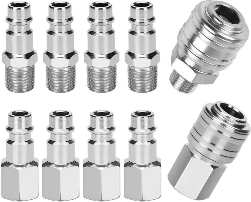 10 Stück 1/4 Zoll BSP Schnellanschluss-Armaturen im deutschen Stil, Schlauchadapter, Rohrverbinder, Luftanschluss für Sc...