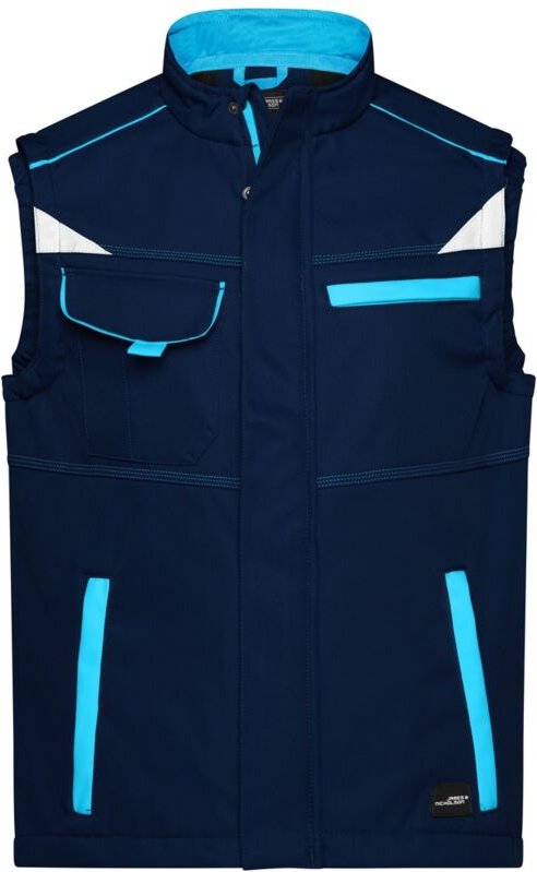 Thumbnail - James&nicholson - Softshellweste Wind- und wasserabweisend JN852 Gr. 2XL navy/turquoise