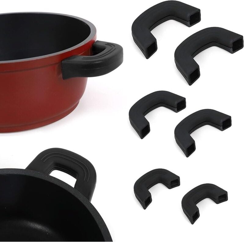 Topfgriffe aus Silikon, 6er-Set, Wärmeisolationszubehör, Anti-Heißschutz, geeignet für Bratpfannen, Eintopftöpfe, Bratpf...