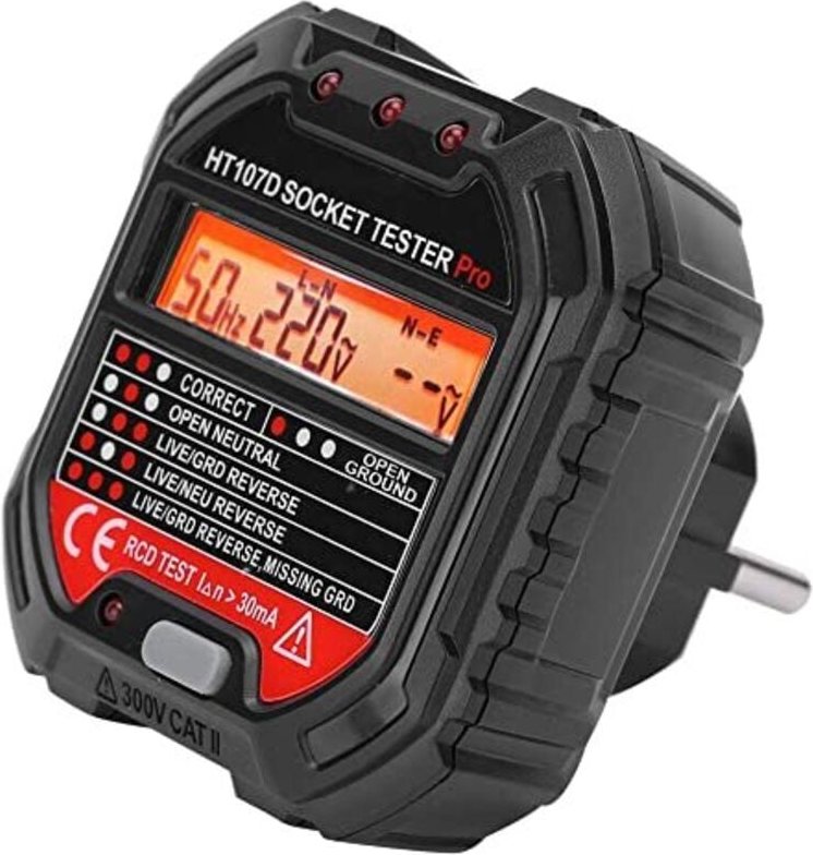 Walfront HT107D EU90-250V 45-65Hz Steckdosentester Steckdosentester mit LCD-Display