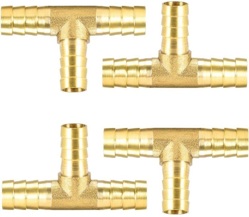 4 Stück 10 mm Messing-T-Verbinder, Verlängerungsverbinder für Druckluft- und Kraftstoffleitungen