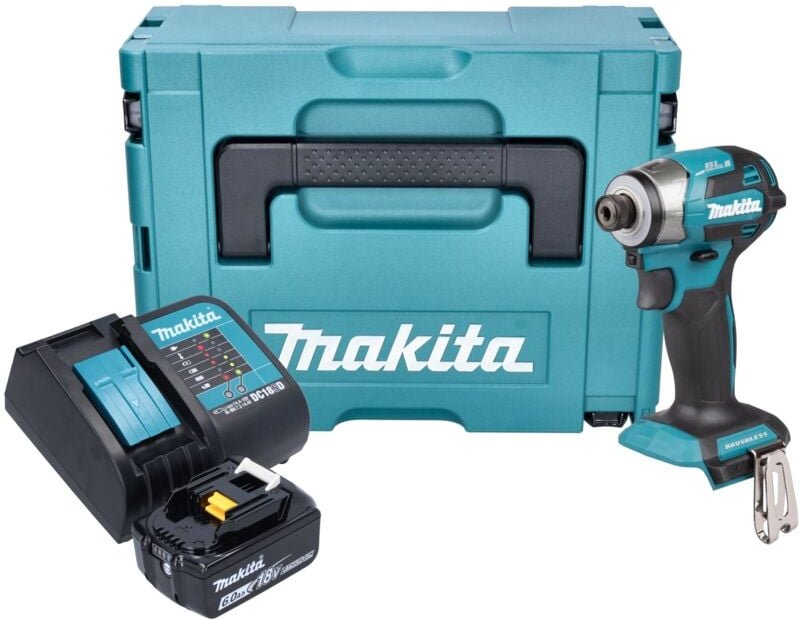 Makita DTD 173 SG1J Akku Schlagschrauber 18 V 180 Nm 1/4“ Brushless + 1x Akku 6,0 Ah + Ladegerät + Makpac