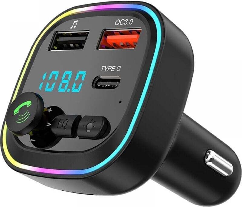 Bluetooth 5.3 FM-Transmitter, Bluetooth-Adapter-Transmitter fürs Auto, kabelloses MP3-Kit mit QC3.0-Schnellladung, 2 USB...