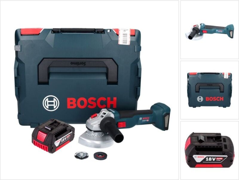 Bosch GWS 18V-10 Professional Akku Winkelschleifer 18 V 125 mm Brushless + 1x Akku 5,0 Ah + L-Boxx - ohne Ladegerät