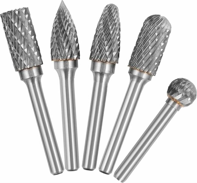 Thumbnail - Mumu - 5PCS 6mm Schaft 10mm Kopf Hartmetall Double Cut Rotary Burr Set Für Holzbearbeitung Gravur Die Grinder Carving Gr...