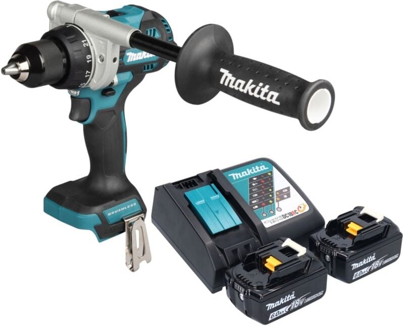 Makita DDF 492 RG Akku Bohrschrauber 18 V 141 Nm Brushless + 2x Akku 6,0 Ah + Ladegerät