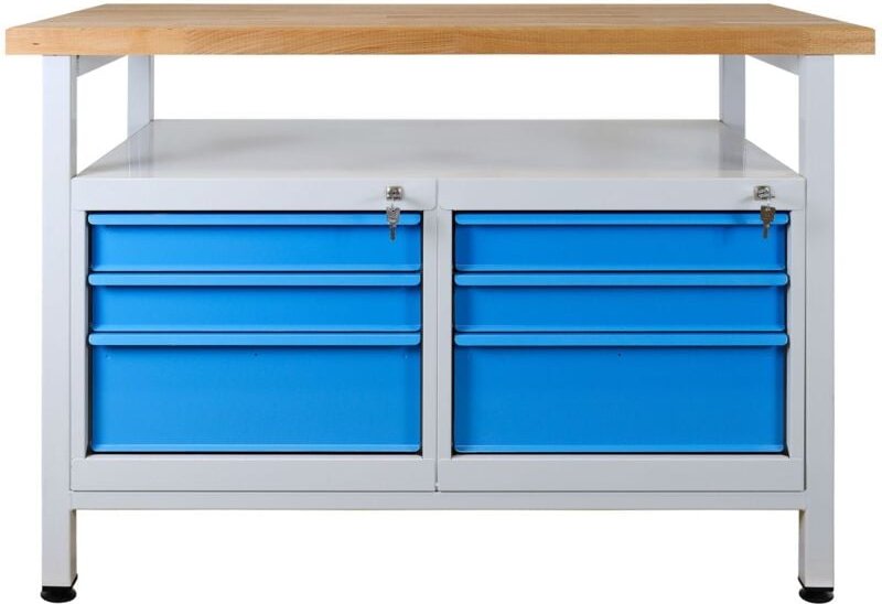Werktisch Werkbank Arbeitstisch Werkzeugtisch 6 Schubladen 1200x600x840 mm - ADB