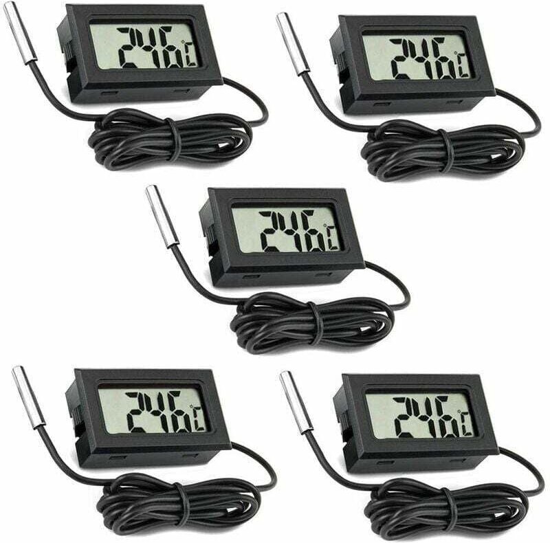 5er-Pack digitales LCD-Thermometer mit externer Sonde für Auto, Kühlschrank, Gefrierschrank, Aquarium