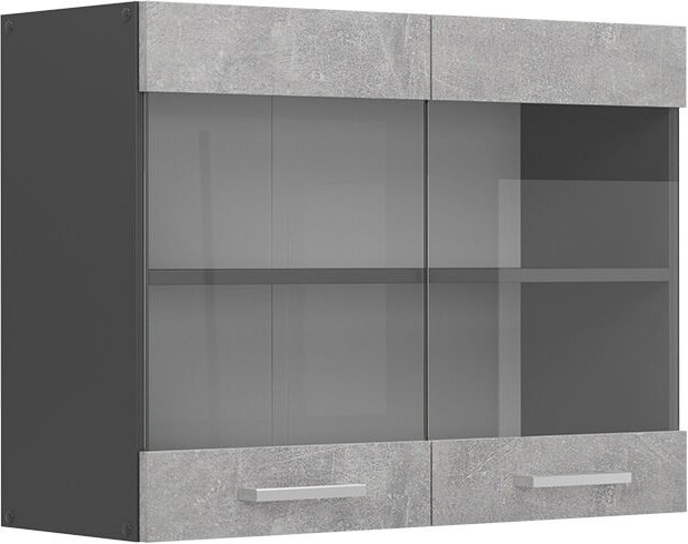 Thumbnail - Küchenglashängeschrank R-Line, Beton, 80 cm Vicco