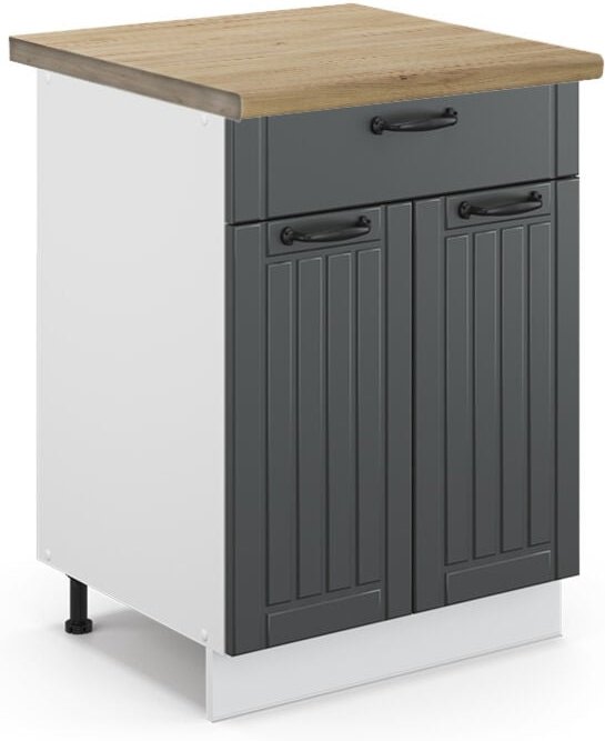 Thumbnail - Küchenunterschrank Fame-Line, Anthrazit Landhaus, 60 cm mit Schublade, ap Eiche Vicco