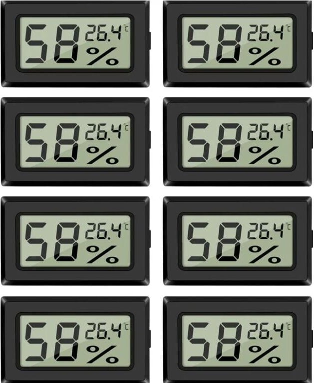 Thumbnail - Lntyq Lot de 8 mini-hygromètres thermomètres Moniteur de jauge d'humidité intérieur numérique avec capteur de températur...