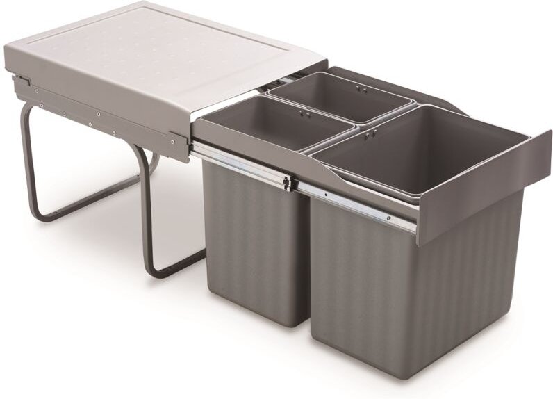 Victory - Einbau-Abfallsammler Trio Master 40DT Alugrau 31 Liter Vollauszug