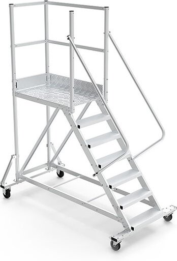 Mobile Plattform mit Geländer rechts und hinten - 2 Zugangsrampen - Maximale Arbeitshöhe 2.80m - PTF104D-RS