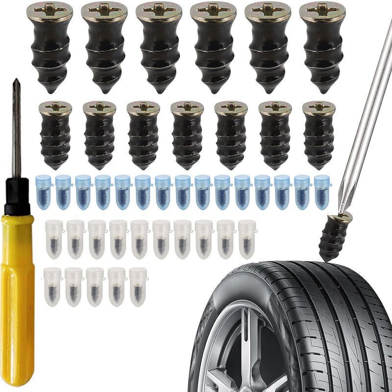 Attrezzo da meccanico, 30 chiodi in gomma per la riparazione di pneumatici di auto e moto, con cacciavite, chiodi in gom...