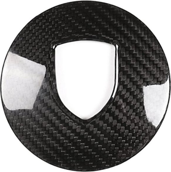 Tlily - Schwarze Kohlefaser-Lenkradabdeckungsverkleidung für 911 718 2019-2023, Logo-Kreisaufkleber