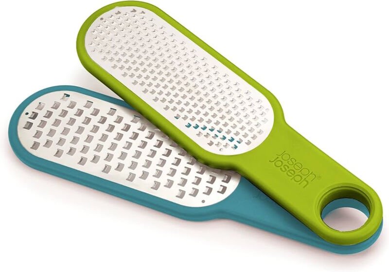 Set de 2 Reiben Joseph Joseph Duo - Klingen aus rostfreiem Stahl, kompakter Clipgriff, ideal für Hartkäse und Zitrusfrüc...