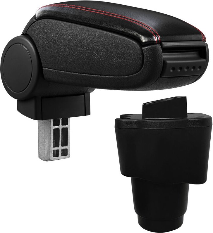 Pro.tec - Mittelarmlehne Dacia Sandero 2 mit Staufach Kunstleder Schwarz mit roten Nähten