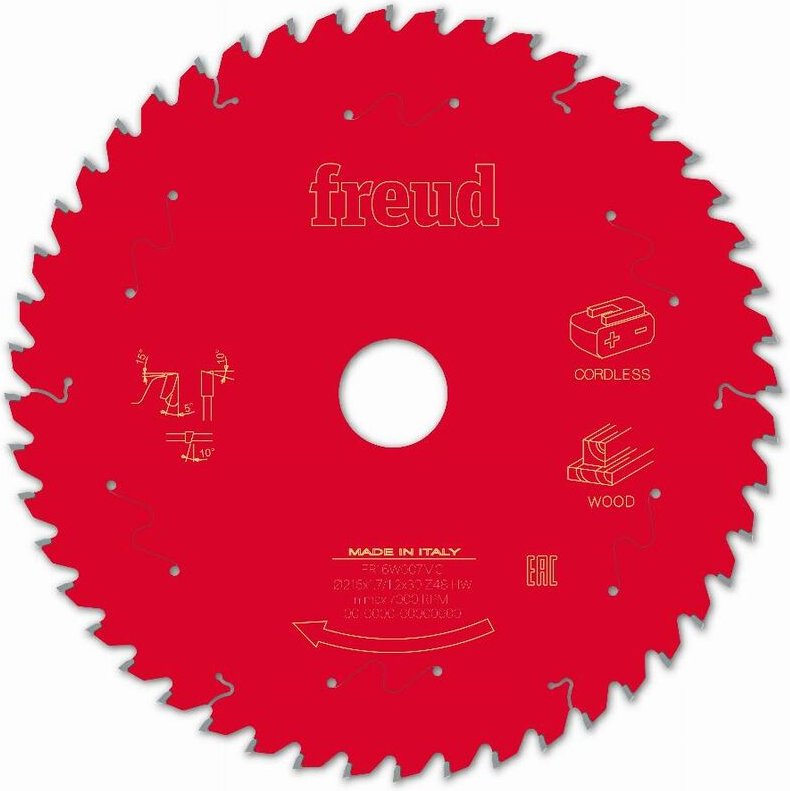 Freud - Sägeblatt für Akku-Handkreissäge Ø216 1,7/1,2 AL30 Z48 ba 5° - F03FS10062 -FR16W007MC