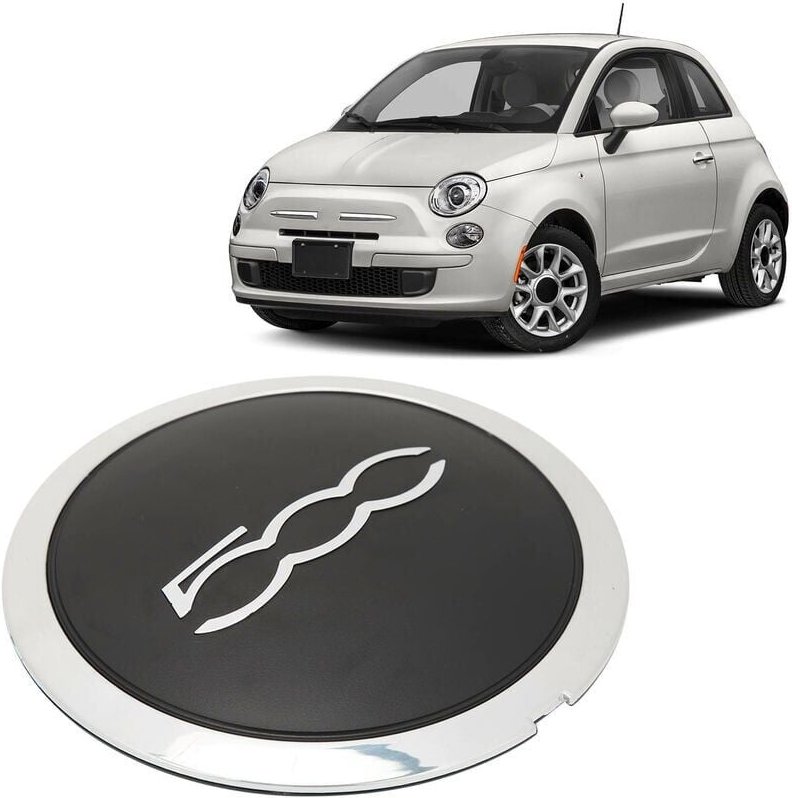 SNQ - Radkappe mit Chromrand, schwarze Radkappen für Auto-Radkappen 68078419AC, Ersatz für Fiat 500