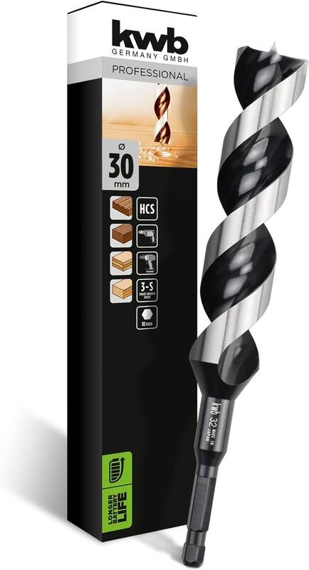 KWB - 3-S Japan Schlangenbohrer ø 30 mm, 235 mm aus blankgeschliffenem CV-Stahl mit superscharfem Spitzenanschliff, Zent...