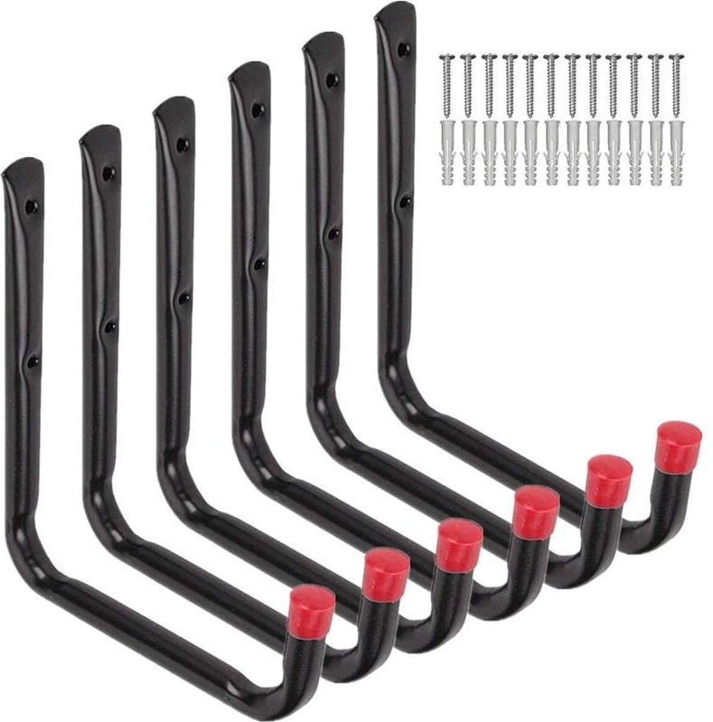 Linghhang - 6er-Pack robuste Garagen-Aufbewahrungshaken, 6,7 Zoll Wandaufhänger für Gartenschlauch, Klappstuhl und Fahrr...