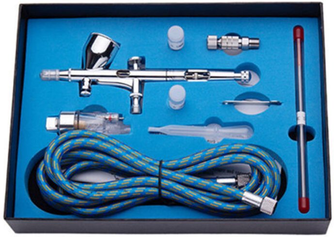 180K Professionelles Airbrush-Set mit Doppelfunktionsauslöser und Air-Paint-Control-Funktion MIT 0,2/0,3/0,5 mm Nadel-Ai...