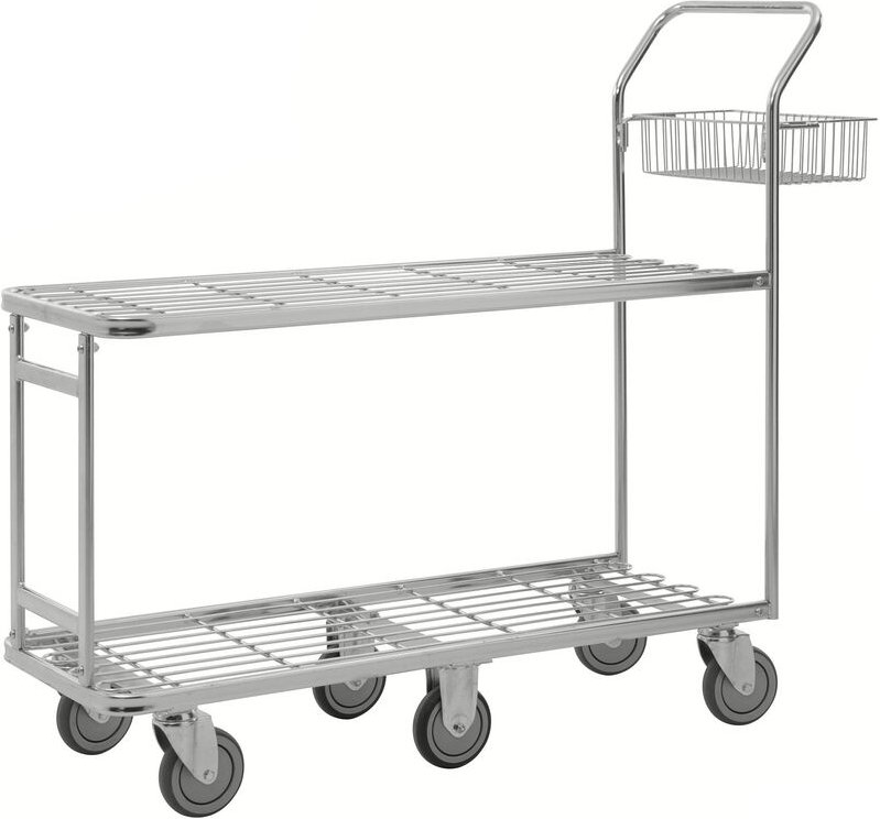 Kongamek großer Einkaufswagen 1320x430x1120mm mit 2 Böden und 400kg Tragkraft Gummi Ø125mm